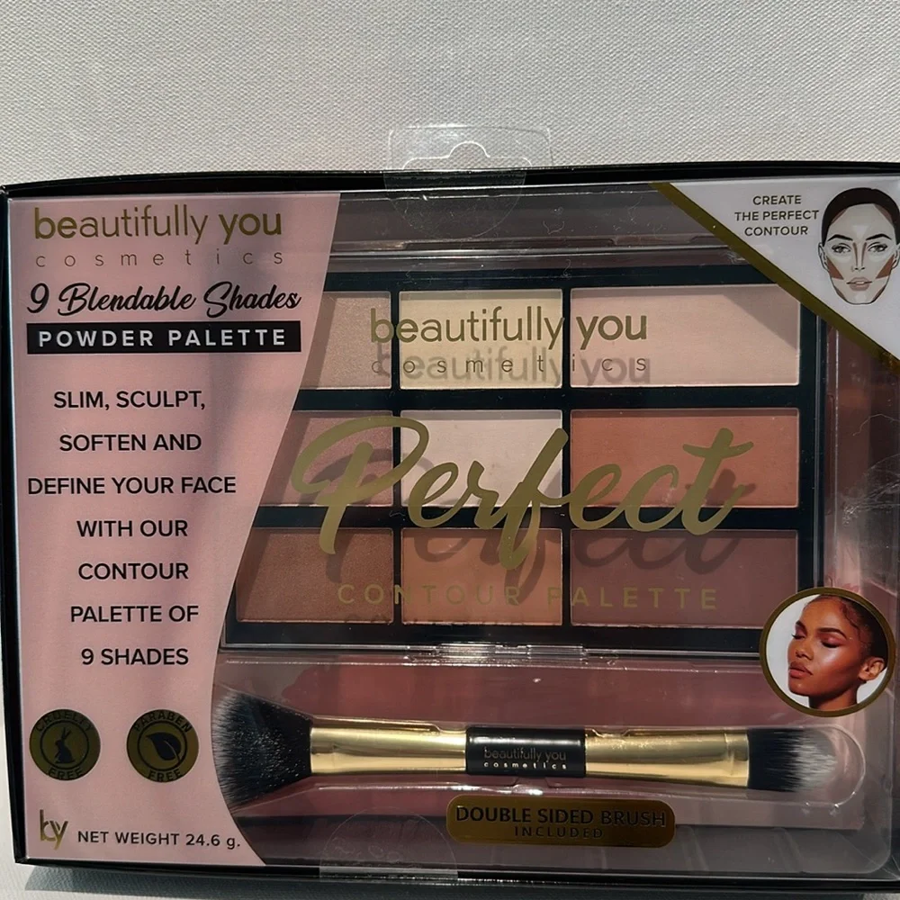 Beautifully You 9 Perfect Blendable Shades Powder Palette W/ Double sided brush.
